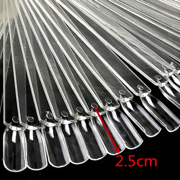 50pcs Nail Art Tips Colour Pop Sticks Display Fan Clear False Practice Ring Tool - Picture 5 of 6