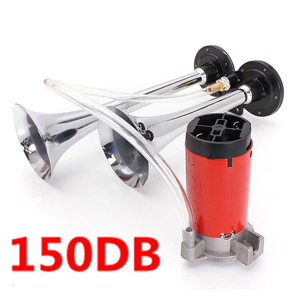150DB 12V Air Horn Dual Trumpet Super Loud Compressor Twin Tone Boat Truck Lorry