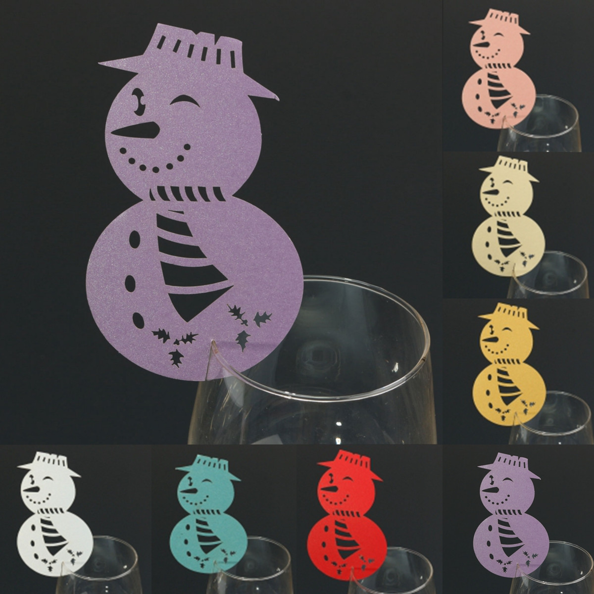 Christmas Wedding Name Place Cards For Wine Glass Laser Cut Pearlescent Card - Picture 4 of 78