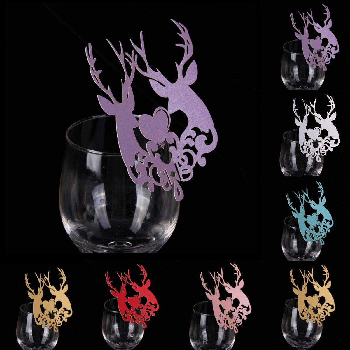 Christmas Wedding Name Place Cards For Wine Glass Laser Cut Pearlescent Card - Picture 7 of 78