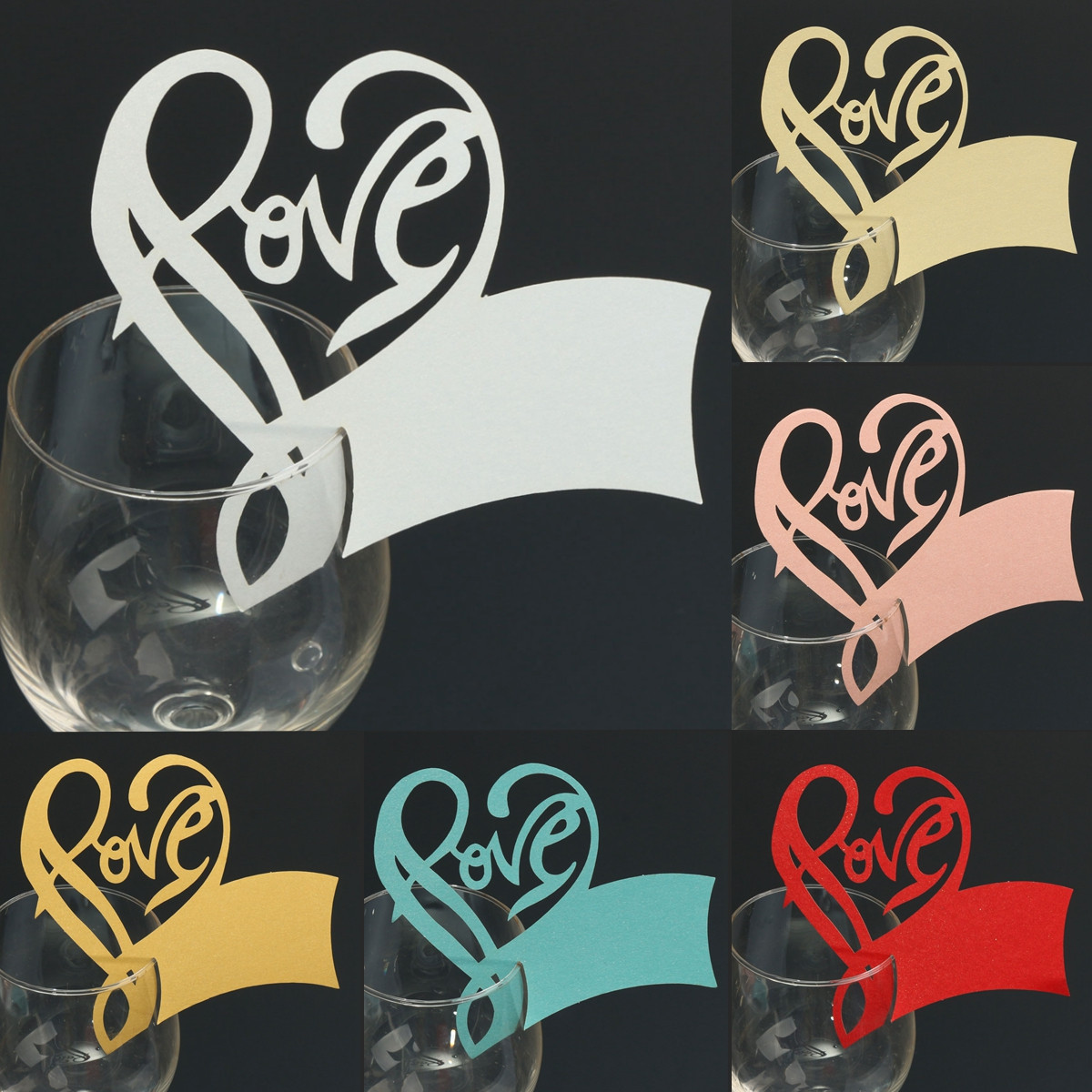 Christmas Wedding Name Place Cards For Wine Glass Laser Cut Pearlescent Card - Picture 5 of 78