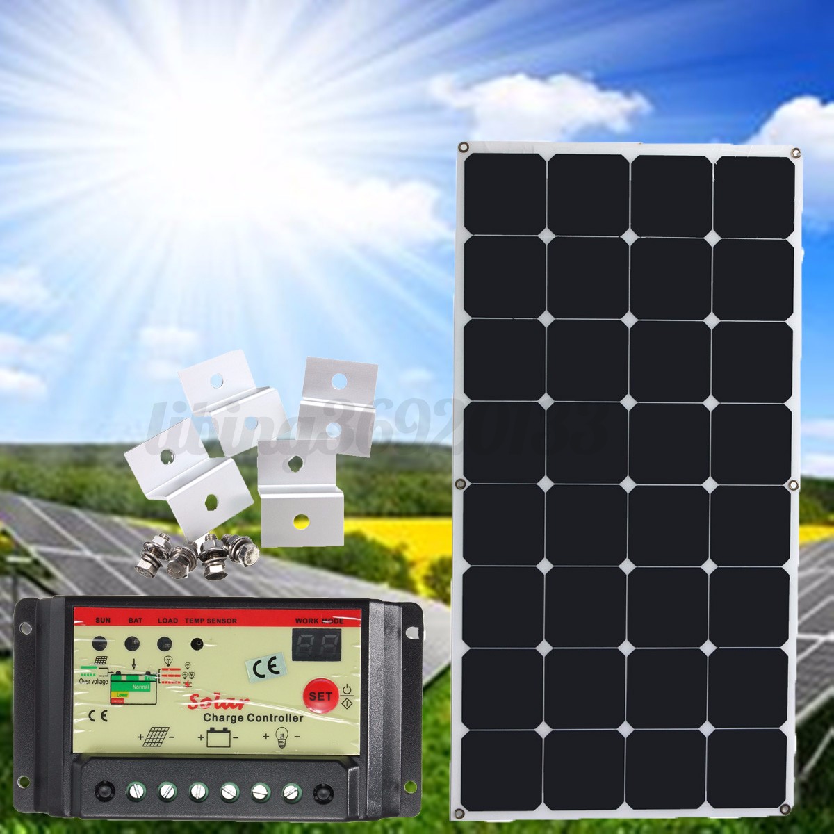 100W 18V Semi Flexible Solar Panel 12V/24V 10A Charger Controller Z Bracket UK
