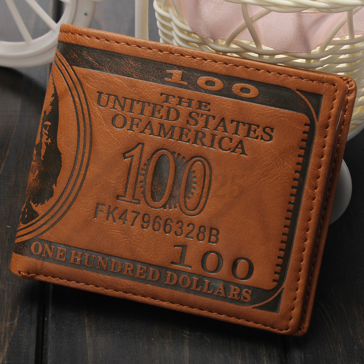 Mens Leather Us 100 Dollar Bill Bifold Card Holder Wallet mens leather us 100 dollar bill bifold card holder wallet