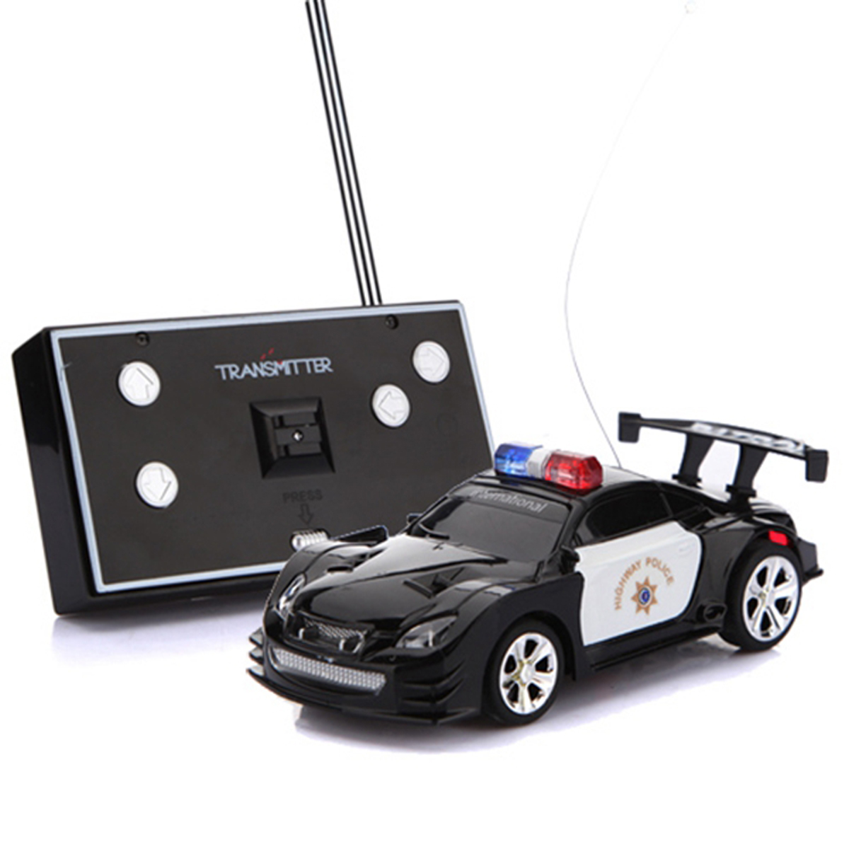 toy police cars with flashing lights and sirens