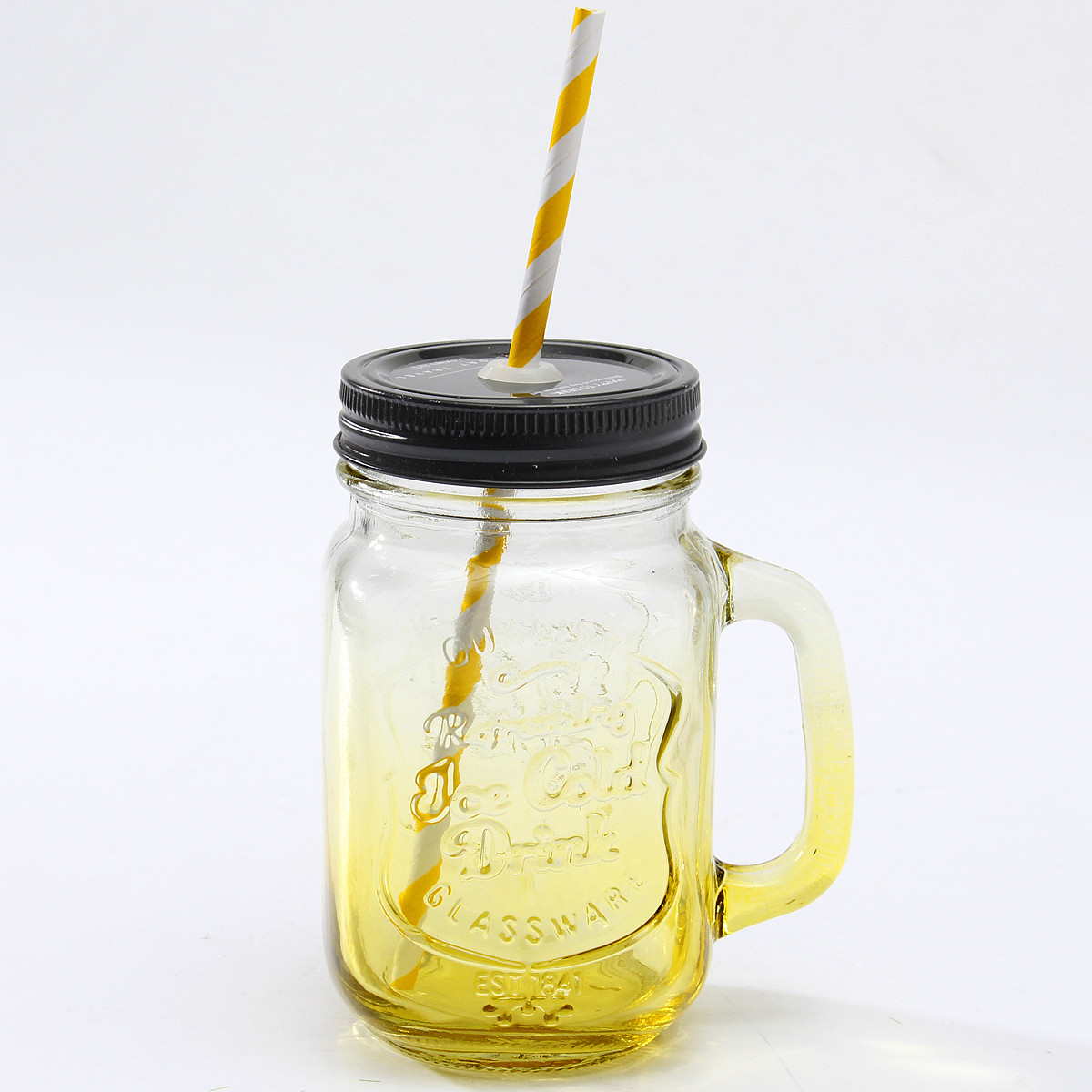 mason jar with handle lid and straw