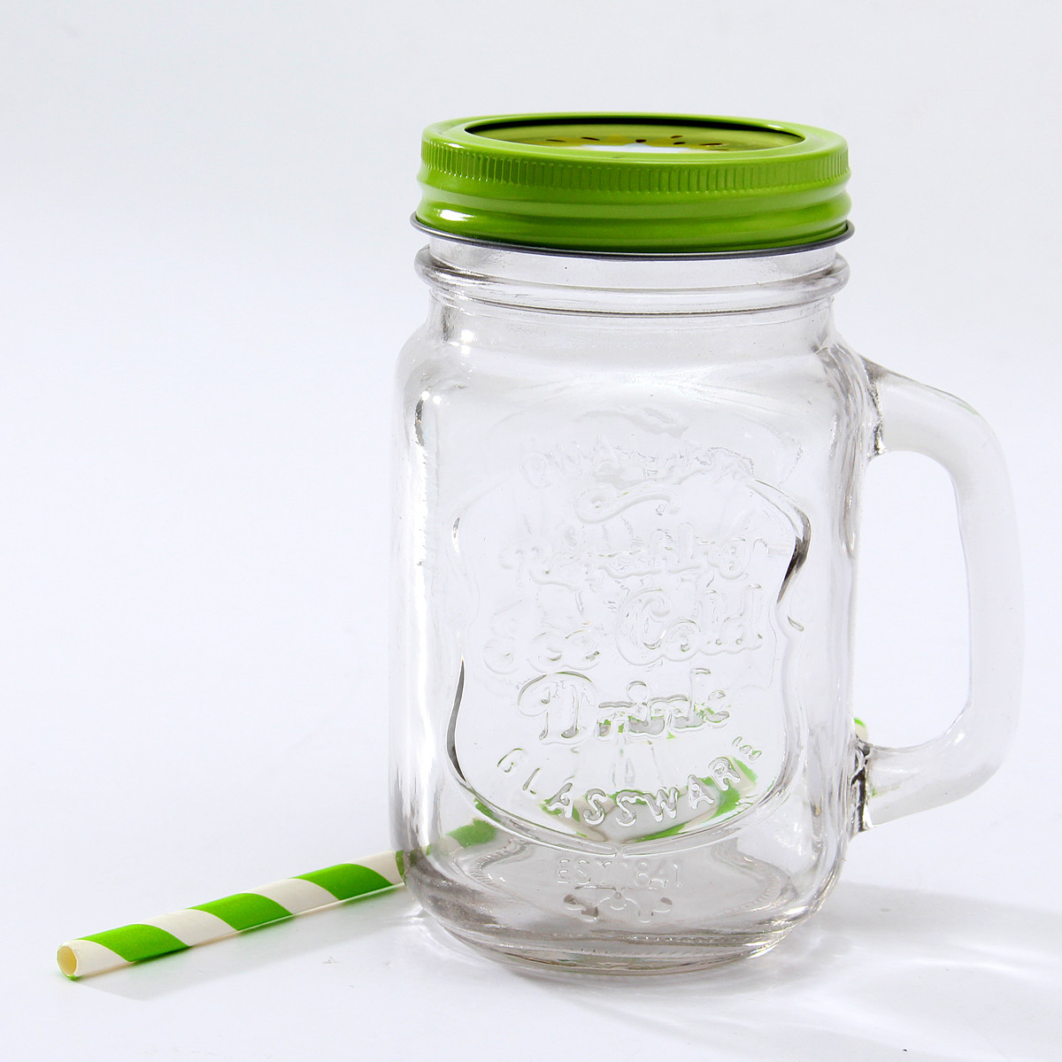 mason jar with handle lid and straw