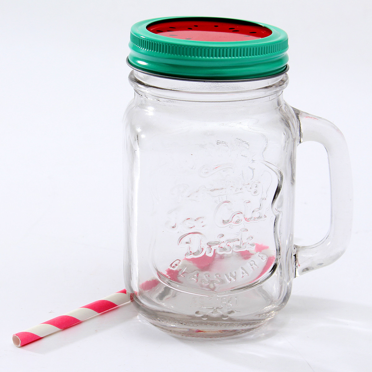 mason jar with handle lid and straw