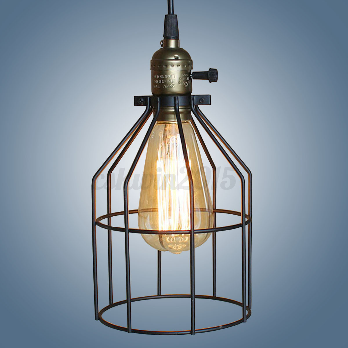 Iron wire cage lampshade guard chandelier retro black bar coffee ... Accessori casa da appendere