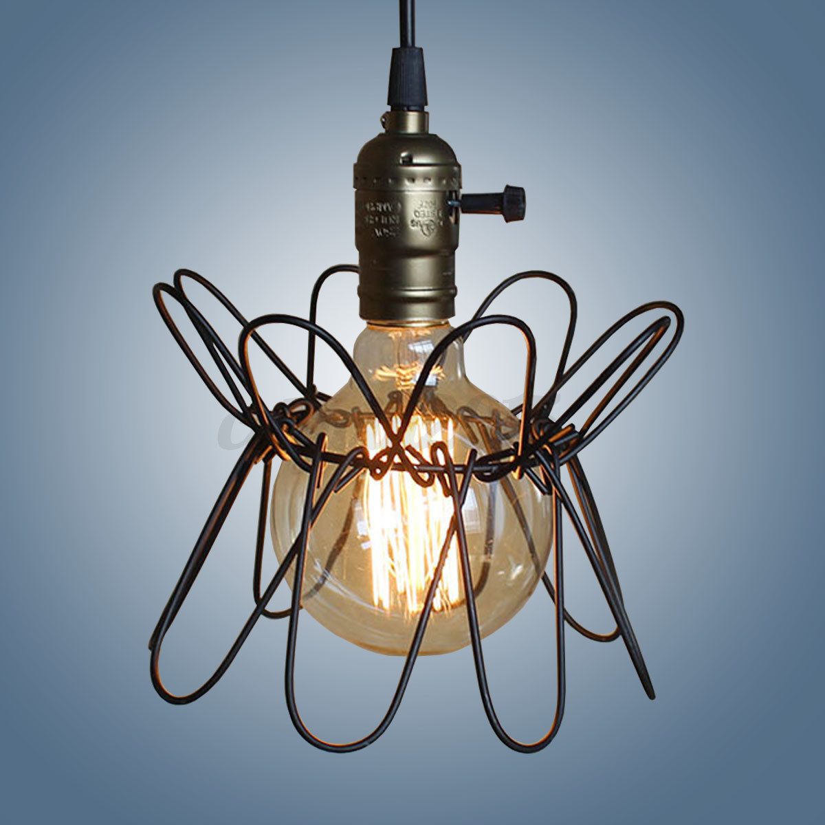 Iron wire cage lampshade guard chandelier retro black bar coffee ... Accessori casa da appendere