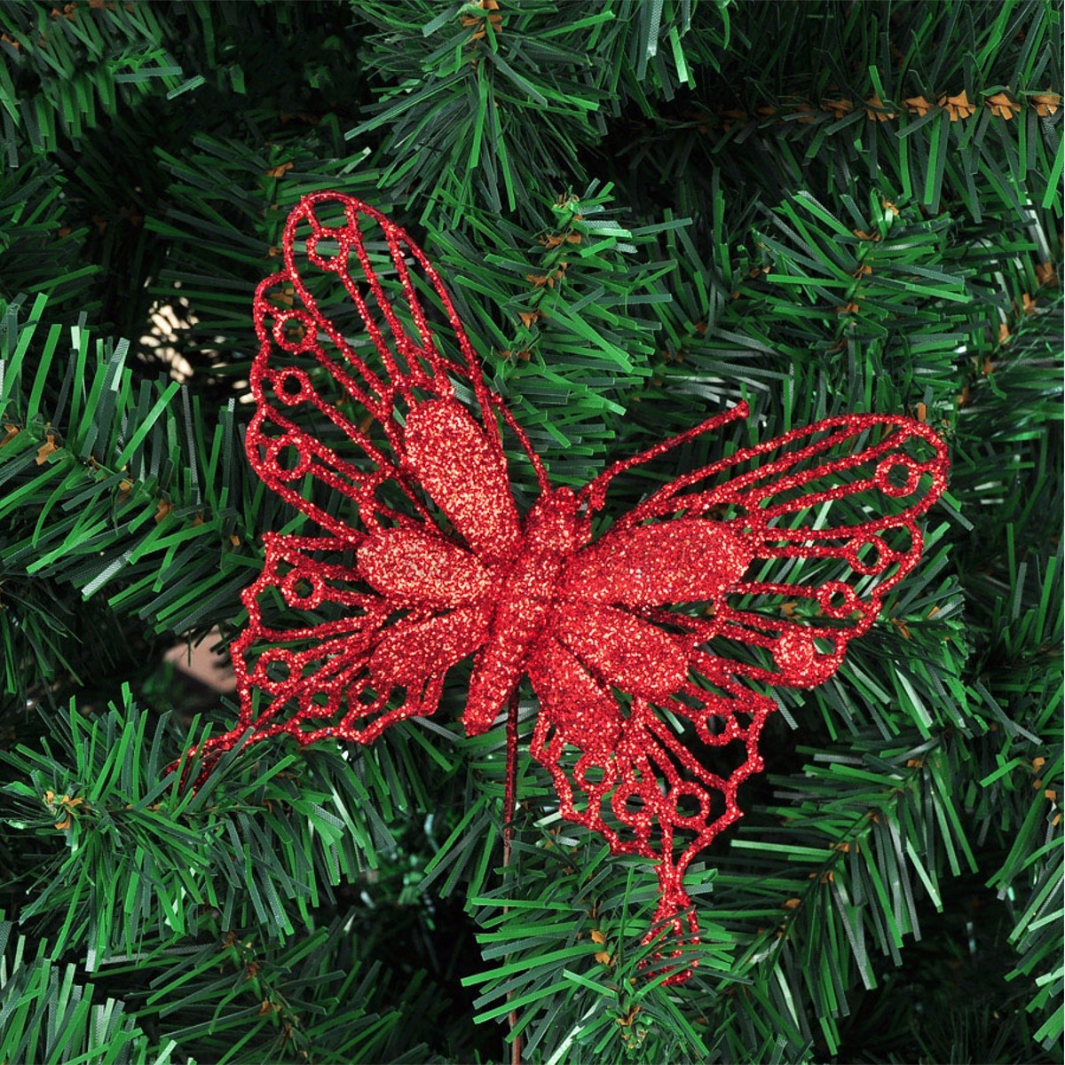 Christmas Xmas Glitter Hollow Leaves Butterfly Craft Wreath Decoration