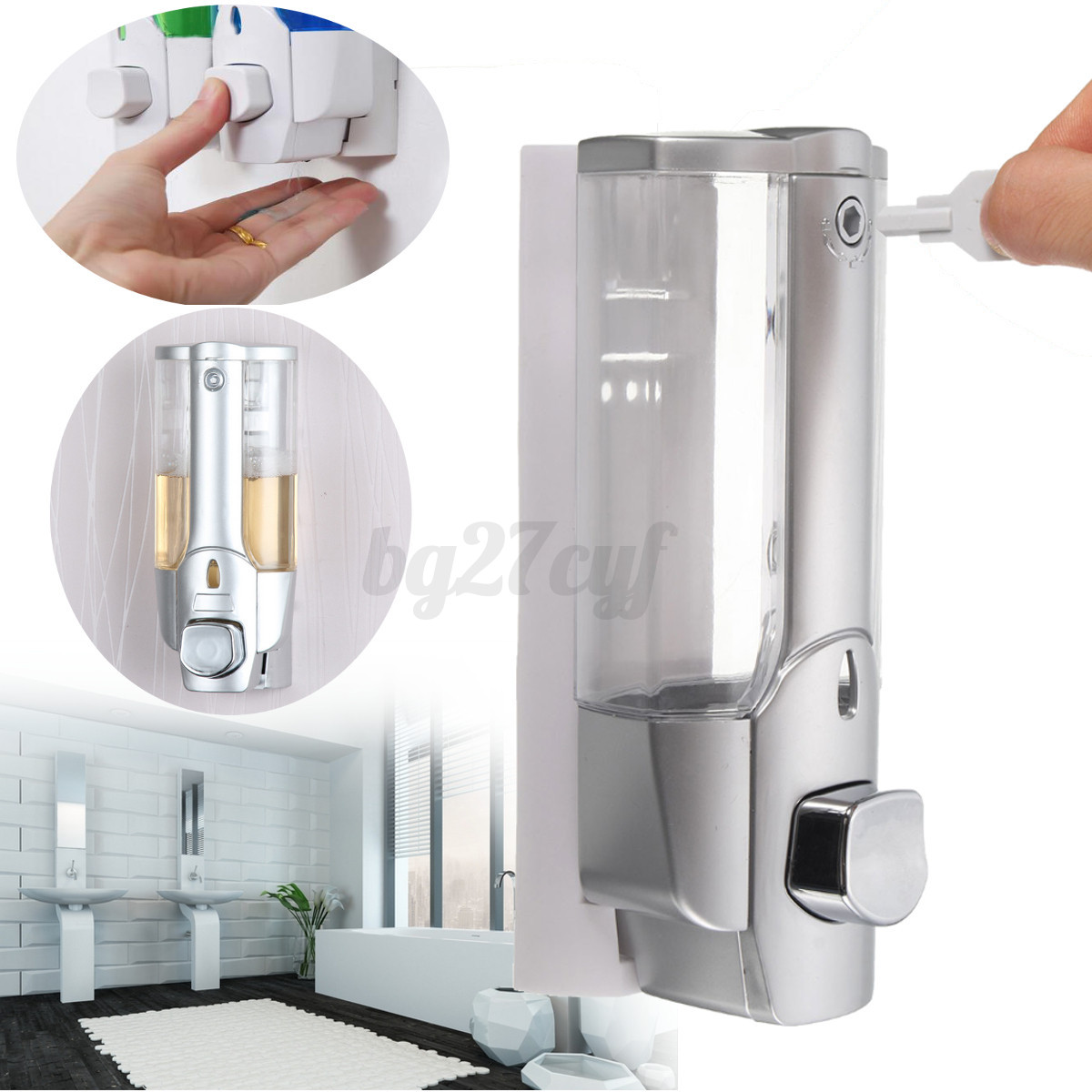 Wall Mounted Shampoo Soap Dispenser Sanitizer Bathroom Shower Liquid Lotion Pump - Picture 13 of 14