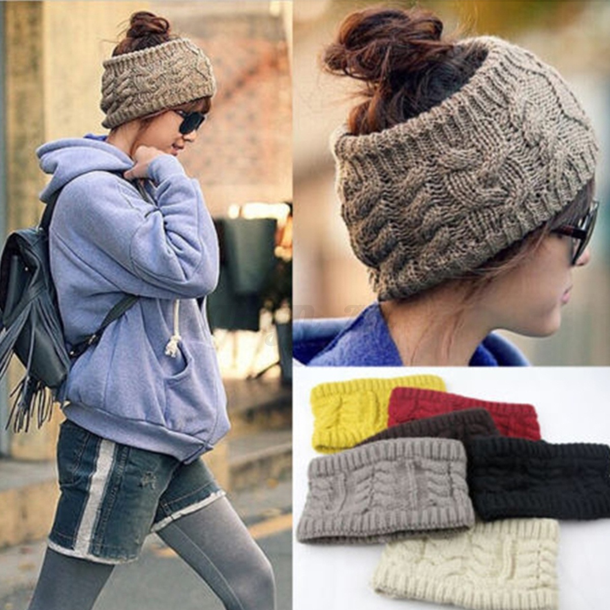 Femmes tricot serre tête laine bandeau turban coiffe hairband ...