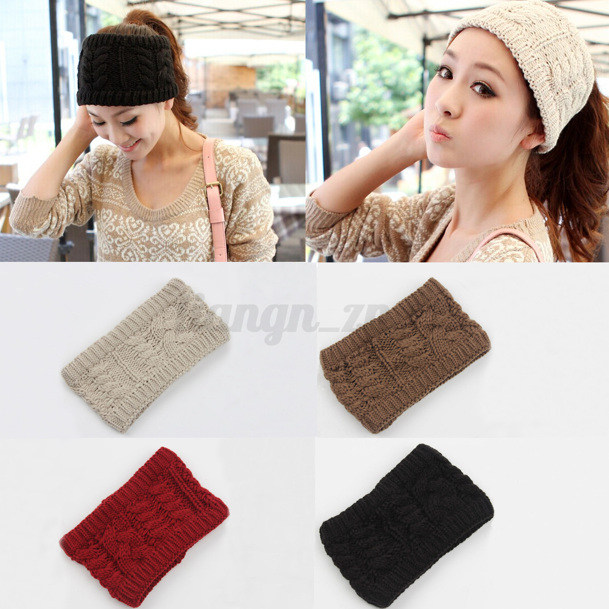 Femmes tricot serre tête laine bandeau turban coiffe hairband ...