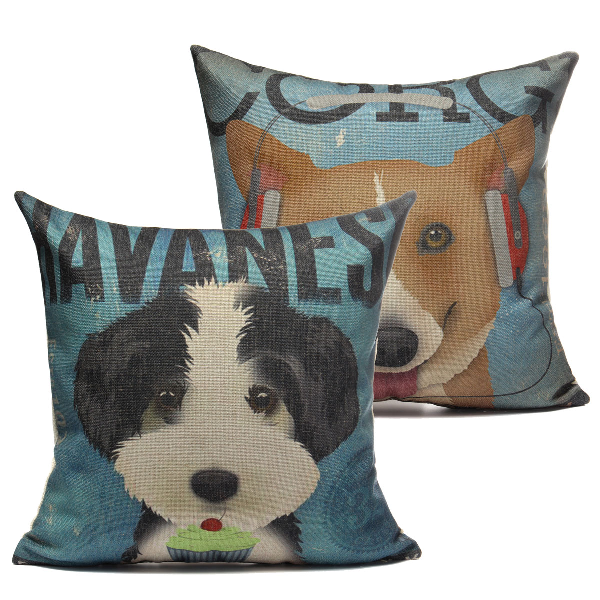 Cushion Cover Dog Animal Throw Sofa Pillow Case Home Decor Cotton Decorative eBay