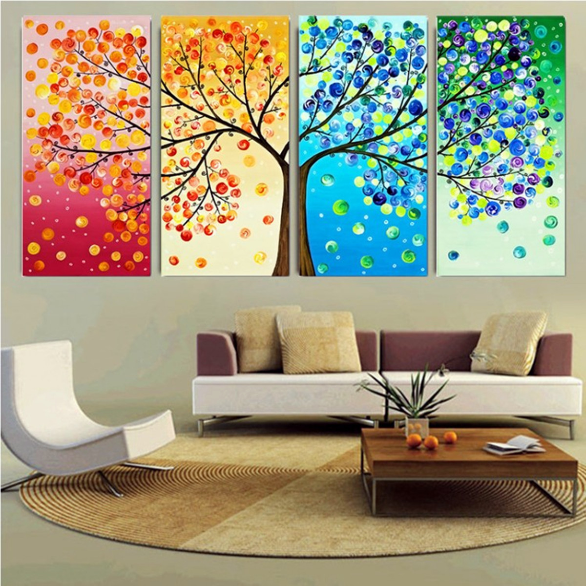 Home Decor Handmade | diy handmade colorful season tree counted cross stitch Home Decor Handmade | diy handmade colorful season tree counted cross stitch