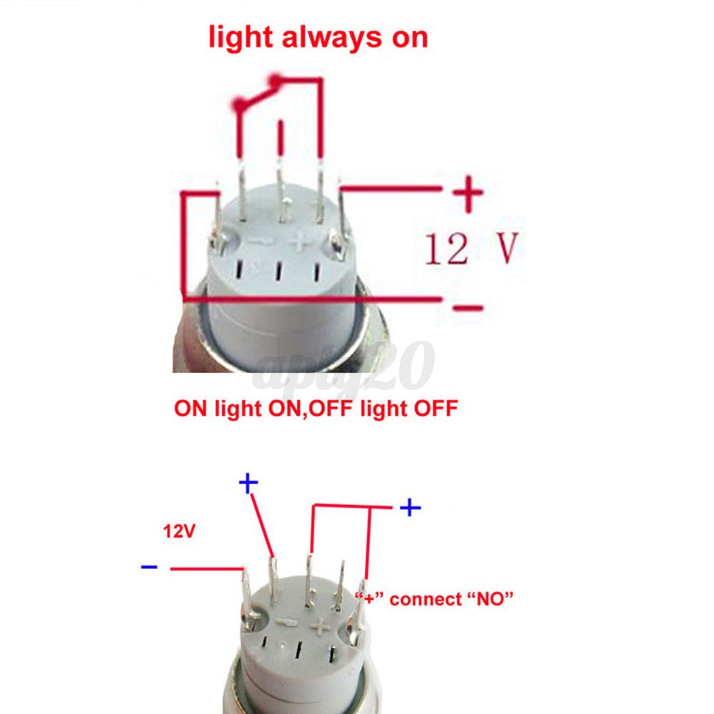 12V 16mm LED Lighted Momentary Metal Push Button Air Horn ... boat air horn wiring diagram 