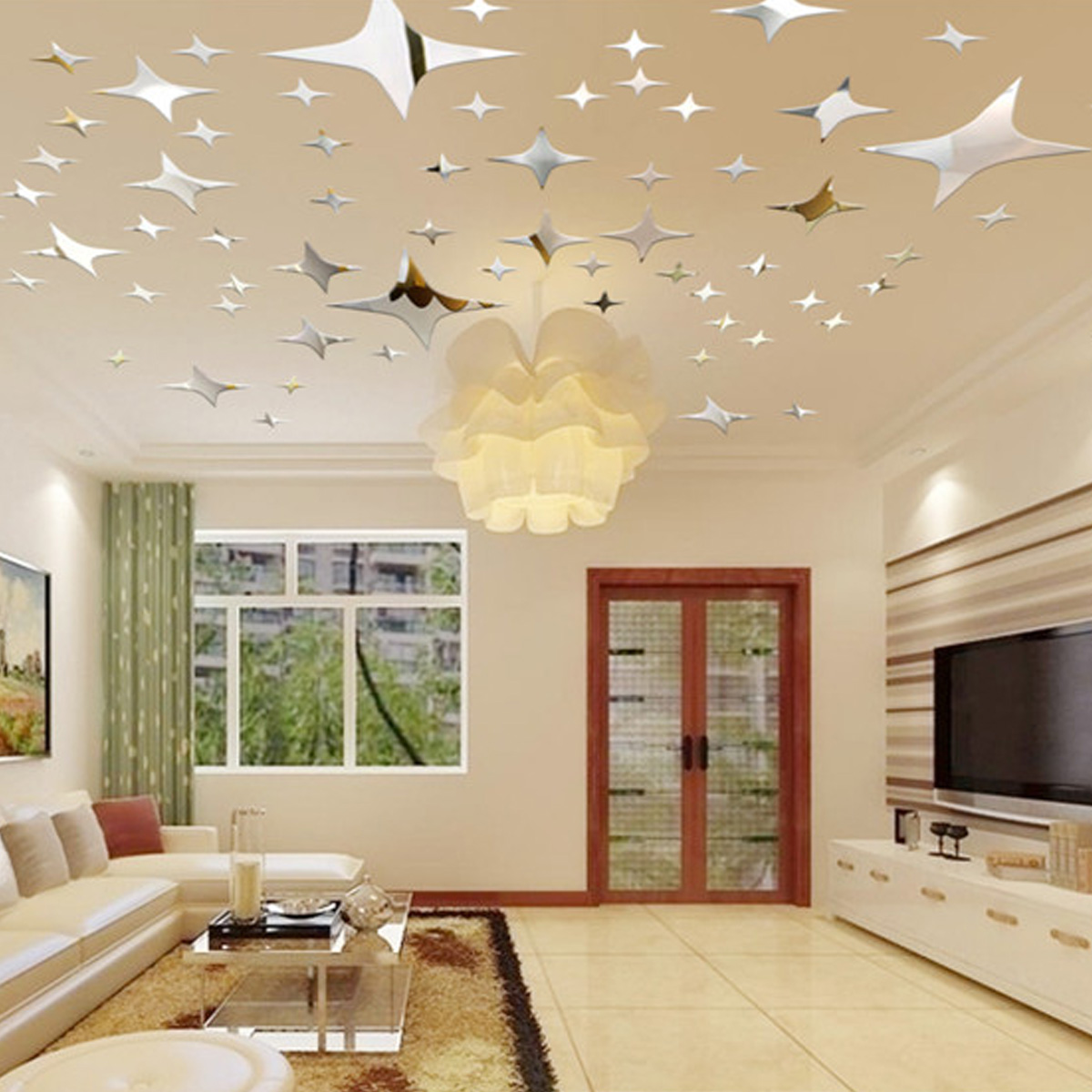 Nuovo diy 43pcs stelle specchio adesivi da parete per casa ...