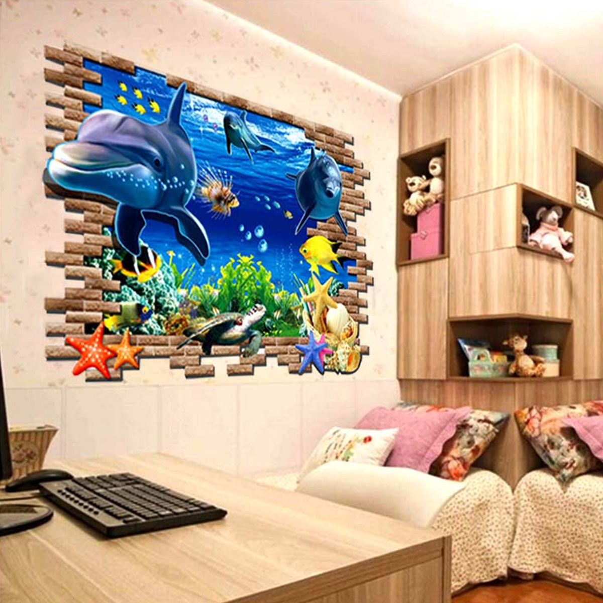 Wandtattoo fisch delfine ozean meer wanddekoration vinyl aufkleber ...