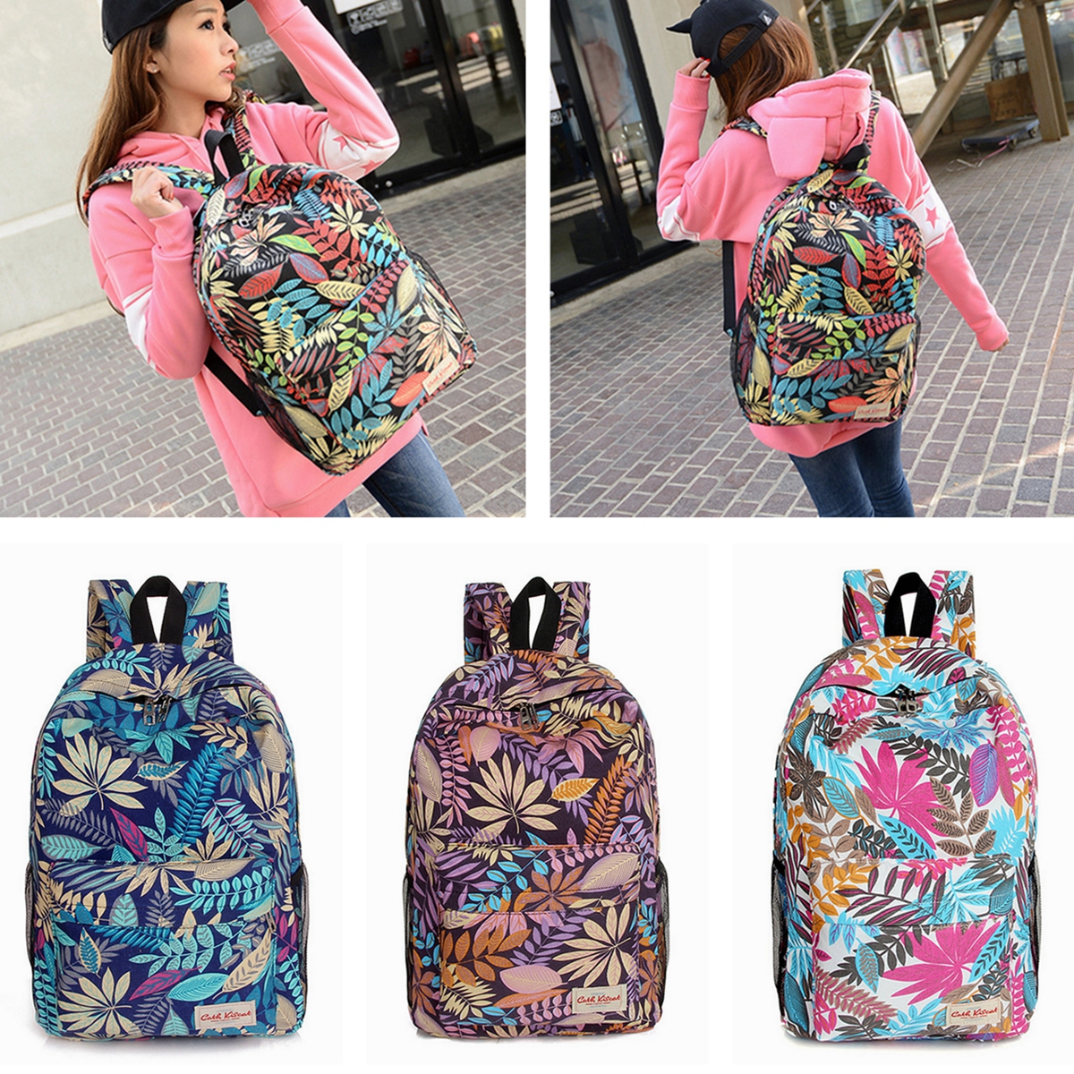 New Ladies Girls Canvas Vintage Backpack Rucksack College Shoulder