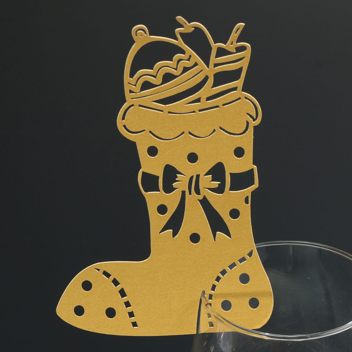 Christmas Wedding Name Place Cards For Wine Glass Laser Cut Pearlescent Card - Picture 55 of 78