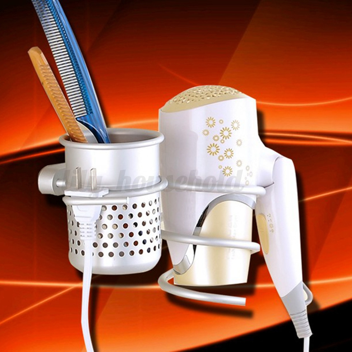 Porta phon da parete supporto asciugacapelli bagno hair dryer ... Porta phon da muro