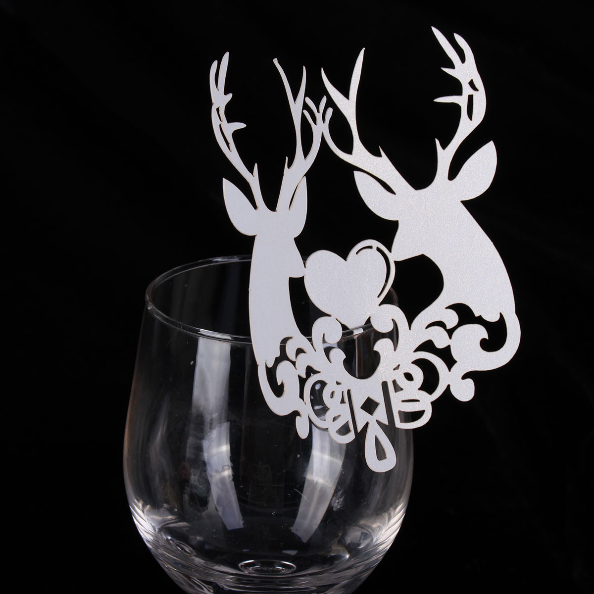Christmas Wedding Name Place Cards For Wine Glass Laser Cut Pearlescent Card - Picture 30 of 78