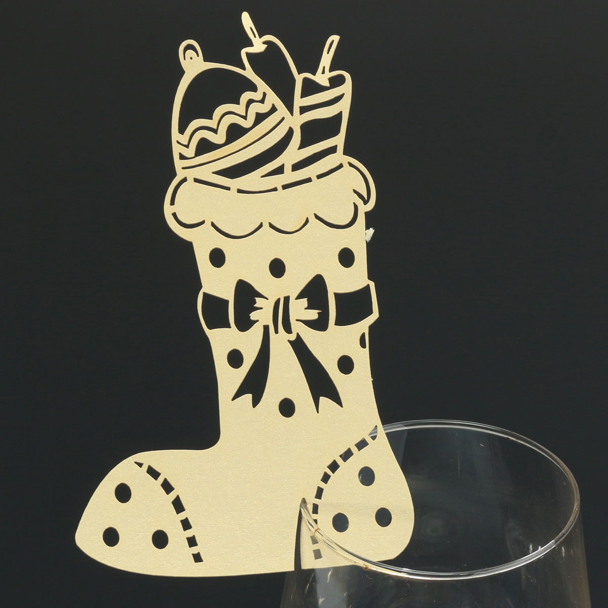 Christmas Wedding Name Place Cards For Wine Glass Laser Cut Pearlescent Card - Picture 52 of 78