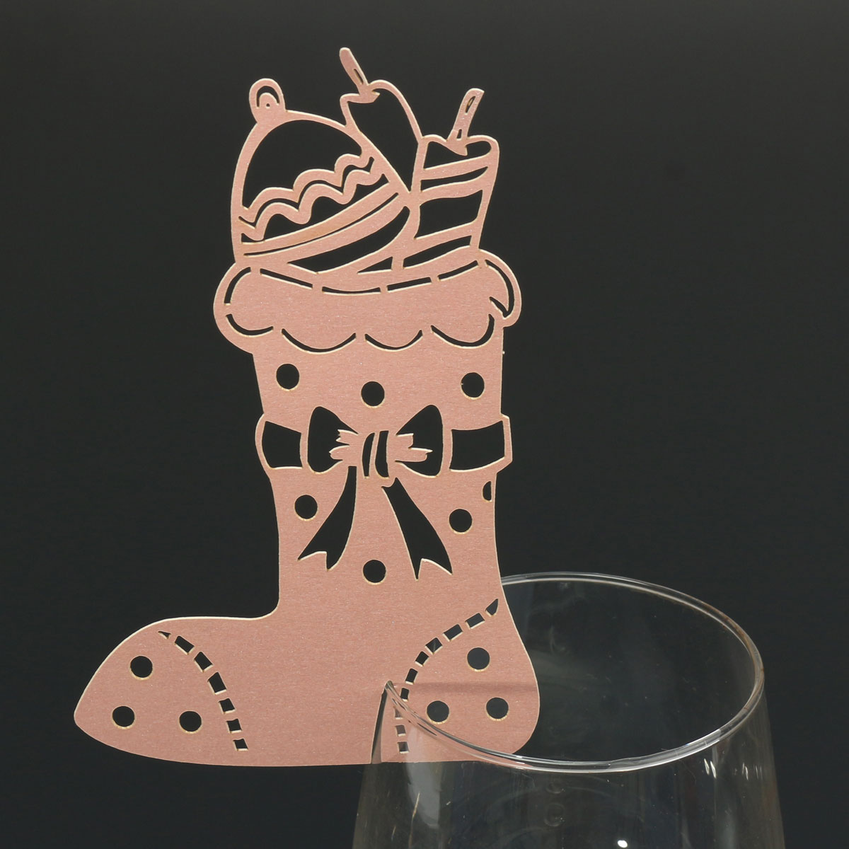 Christmas Wedding Name Place Cards For Wine Glass Laser Cut Pearlescent Card - Picture 53 of 78