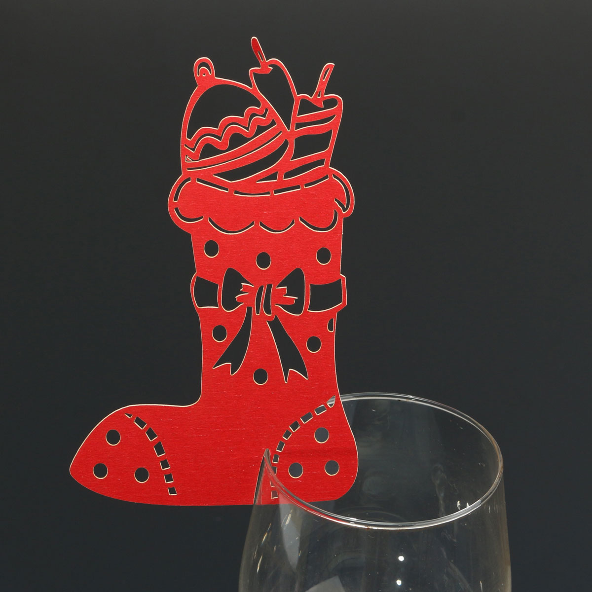 Christmas Wedding Name Place Cards For Wine Glass Laser Cut Pearlescent Card - Picture 54 of 78