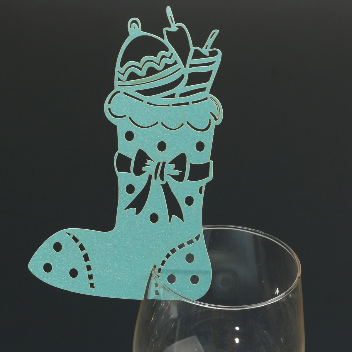 Christmas Wedding Name Place Cards For Wine Glass Laser Cut Pearlescent Card - Picture 56 of 78