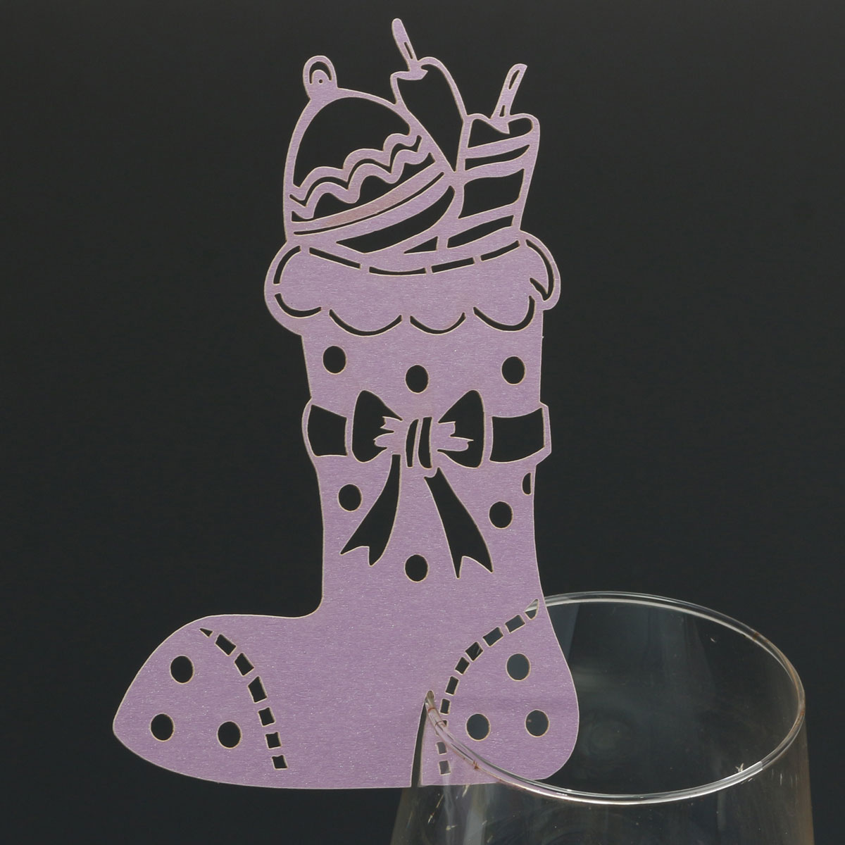 Christmas Wedding Name Place Cards For Wine Glass Laser Cut Pearlescent Card - Picture 57 of 78