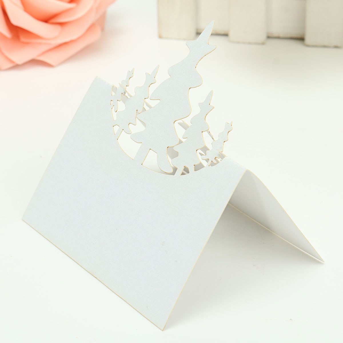 Christmas Wedding Name Place Cards For Wine Glass Laser Cut Pearlescent Card - Picture 72 of 78