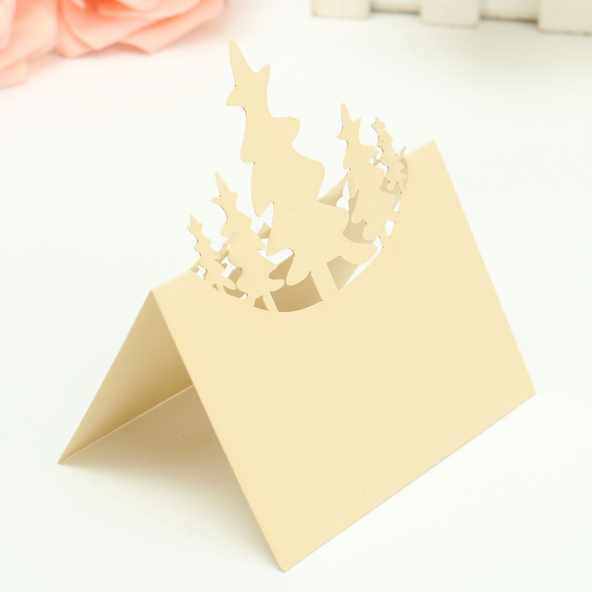 Christmas Wedding Name Place Cards For Wine Glass Laser Cut Pearlescent Card - Picture 73 of 78
