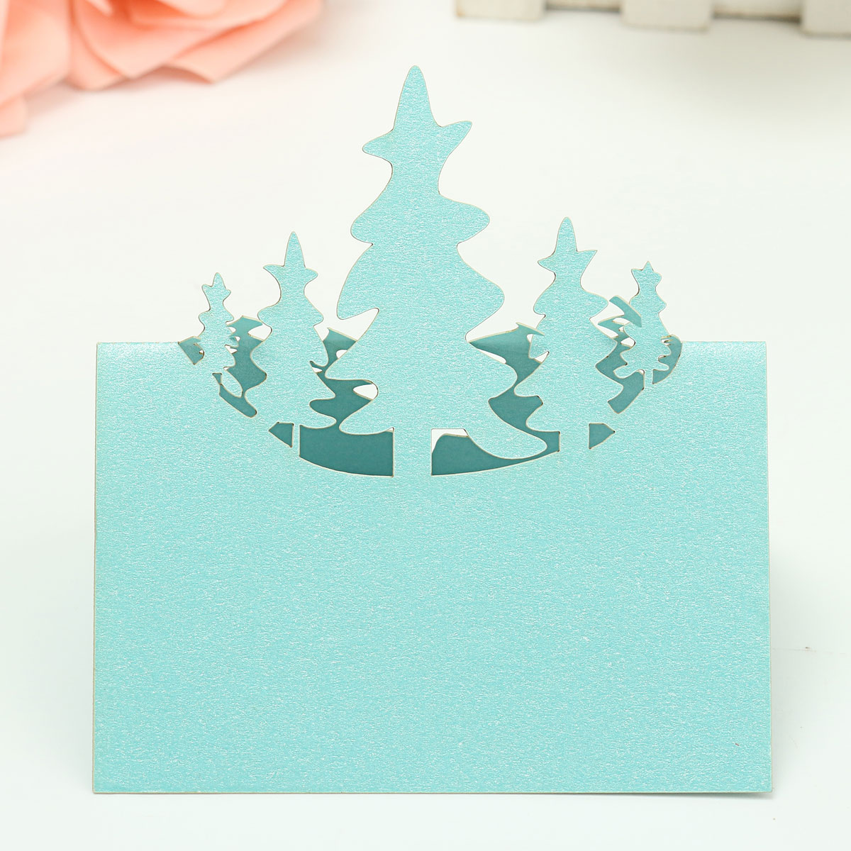 Christmas Wedding Name Place Cards For Wine Glass Laser Cut Pearlescent Card - Picture 77 of 78