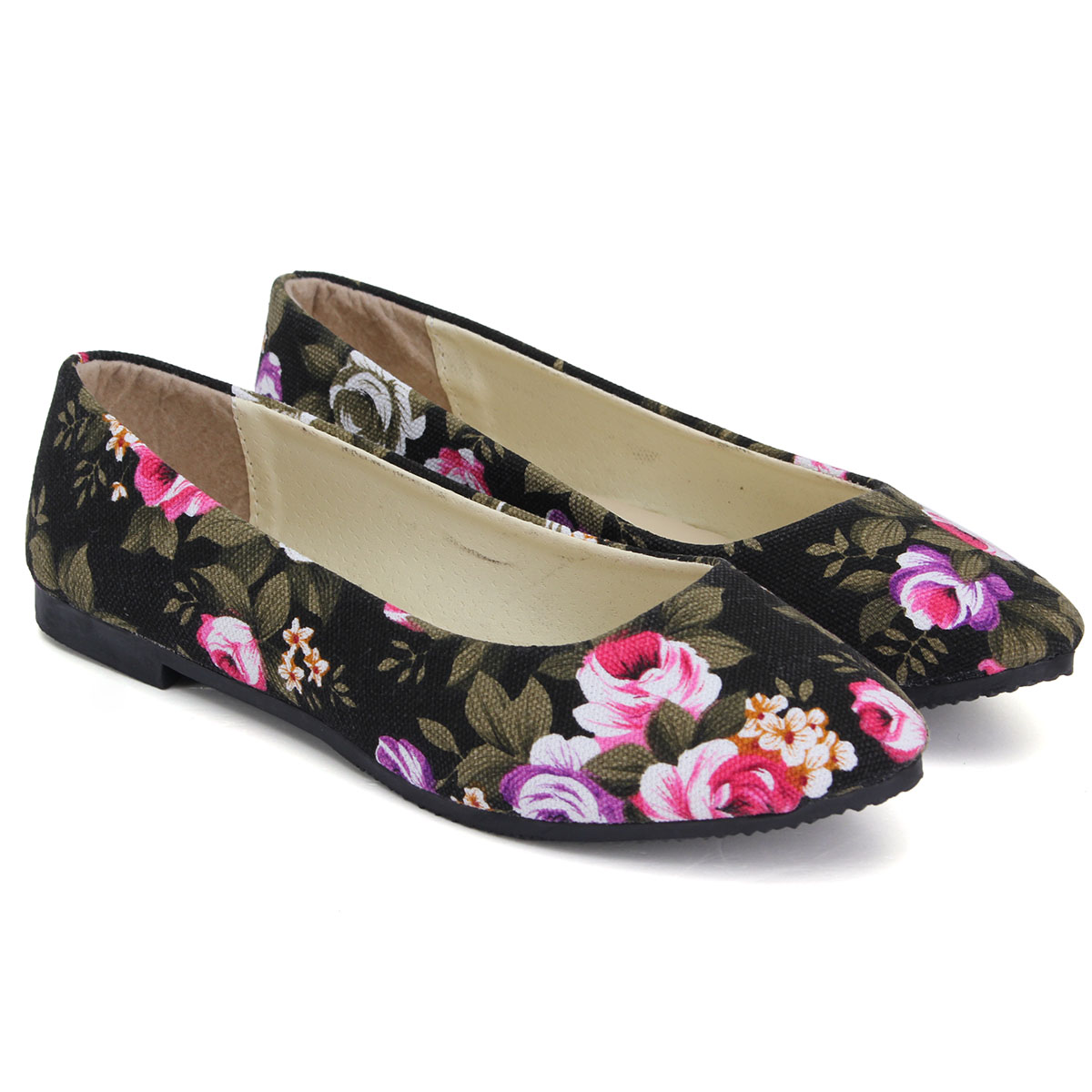 womens floral flat shoes