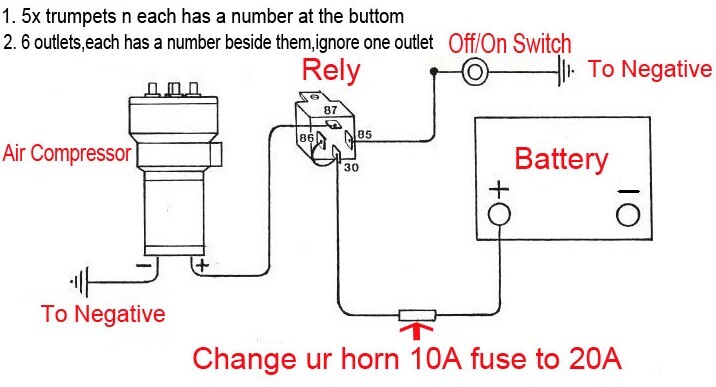 12V 125DB KIT 5 PNEUMATICA TROMBE CLACSON GENERALI LEE ... general lee horn wiring diagram 
