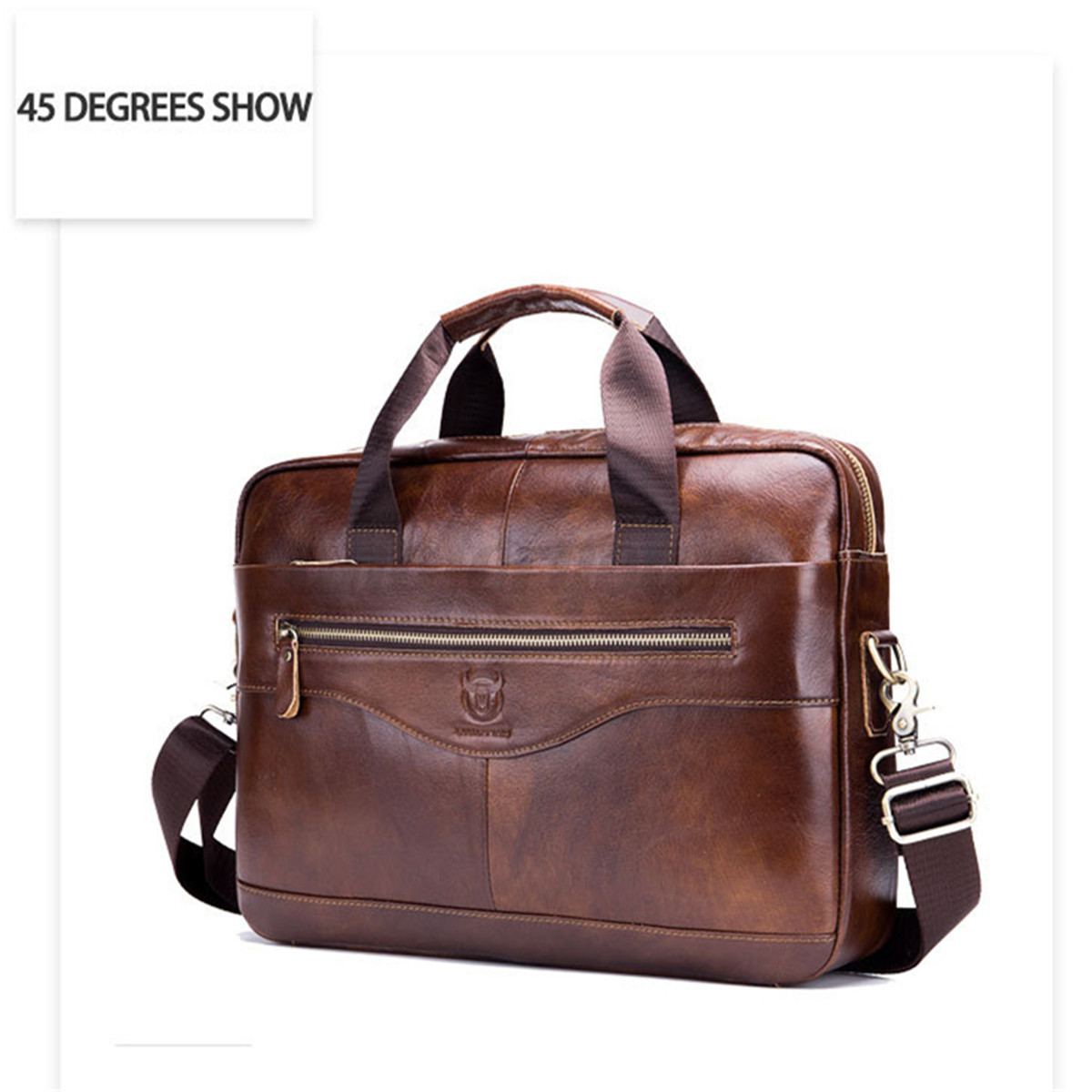 Men Genuine Leather Shoulder Business Bag Briefcase Messenger Handbag Tote 2019