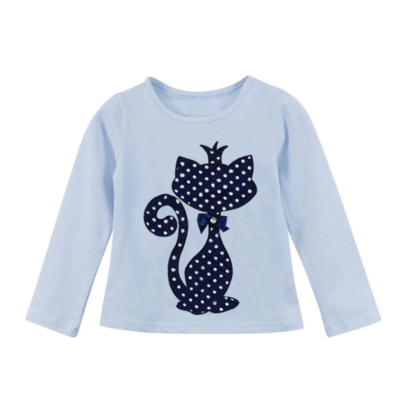 Toddler Baby Girl Cartoon Cat T-shirt Long Sleeve Top Blouse Kid Autumn Pullover
