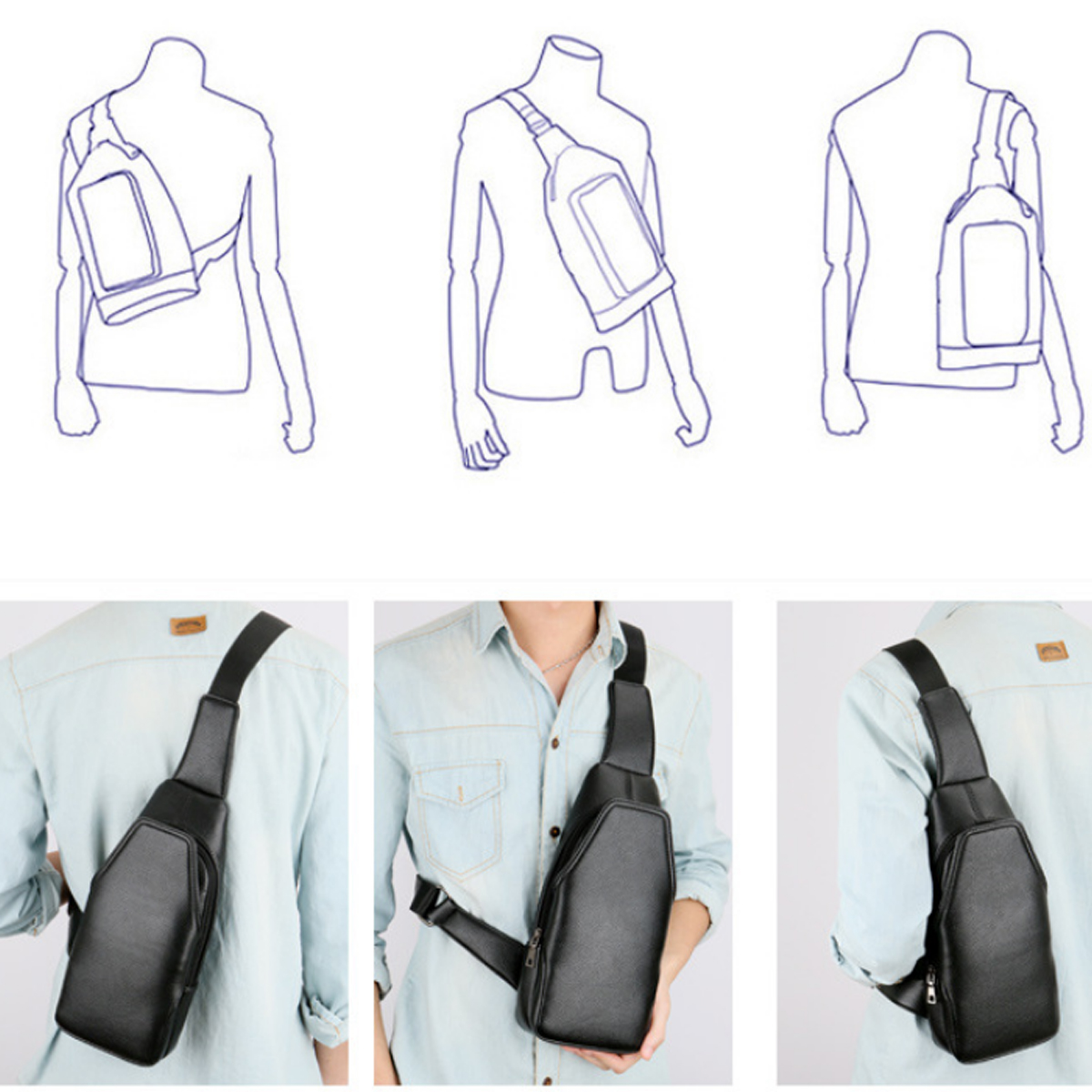 Nuevo USB Mochila Cargador Bolsa de Hombro Impermeable Antirrobo Cuero de PU