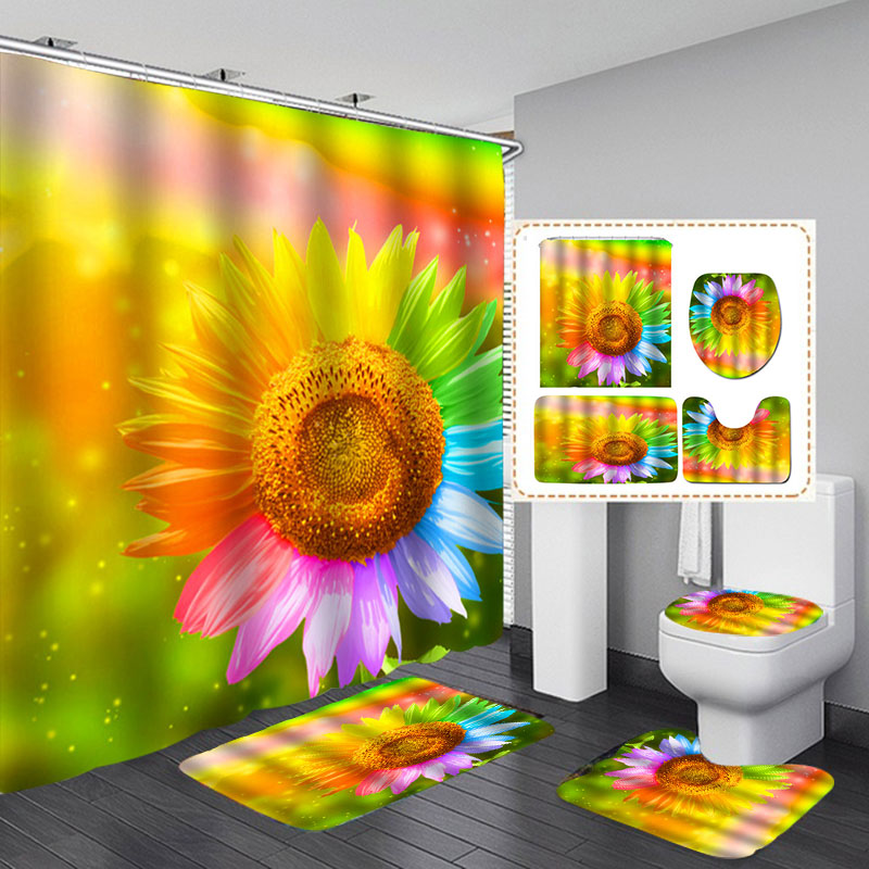 Details About 4pcs Sunflower Bathroom Set Waterproof Shower Curtains Floor Mat Toilet Rug Details About 4pcs Sunflower Bathroom Set Waterproof Shower Curtains Floor Mat Toilet Rug