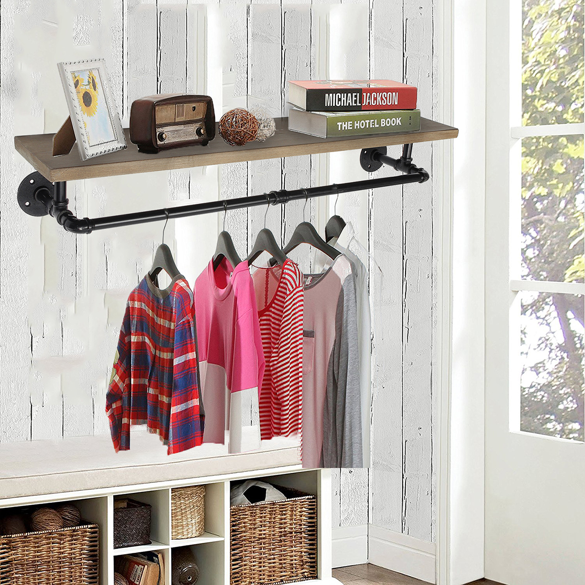 Industrierohr Regalhalter Regalträger Rollenhalter Wandgarderobe Kleiderständer