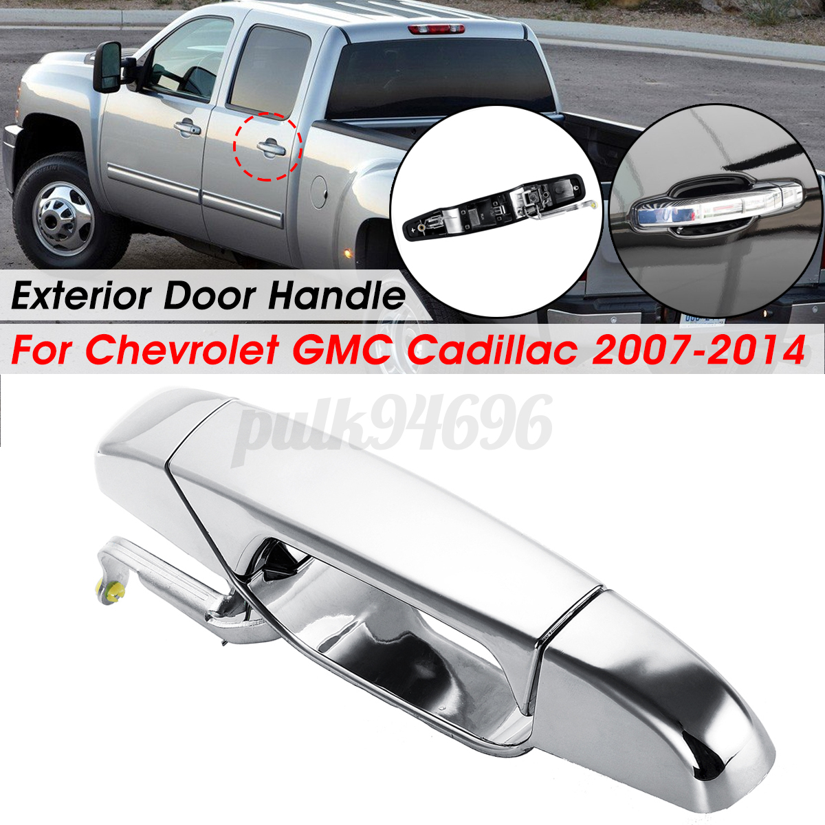 Left Driver Side Rear Exterior Door Handle Chrome 22738725 For Chevy GMC Pickup
