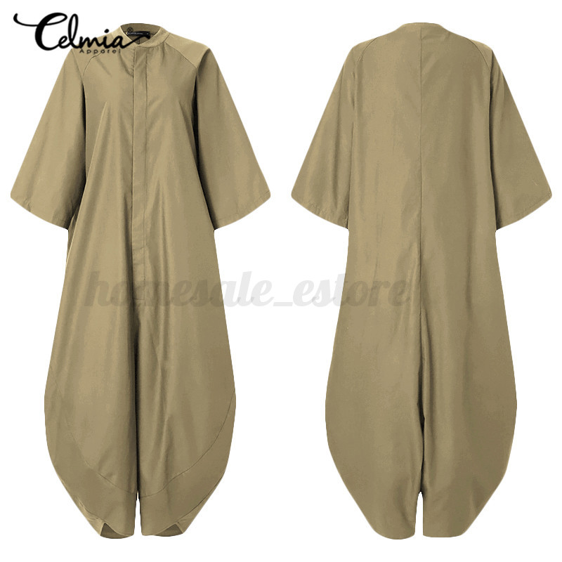 Women Casual Harem Jumpsuit Romper 3//4 Sleeve All In One Loose Overalls Playsuit