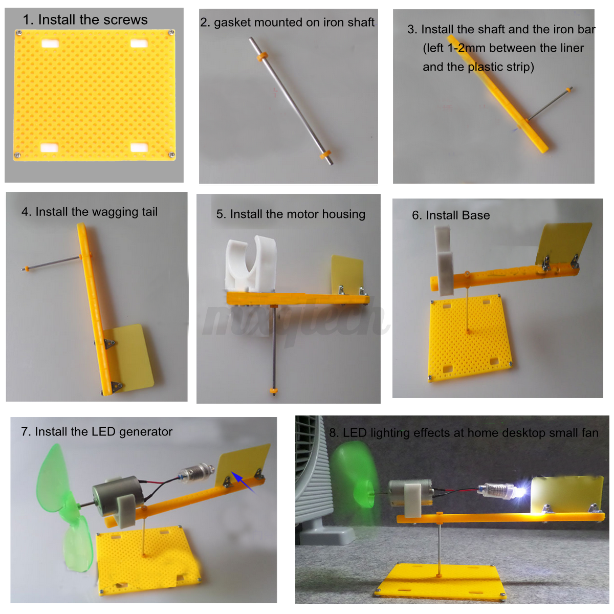  Wind Turbines Generator Small DC Motor Blades With Holder DIY Project