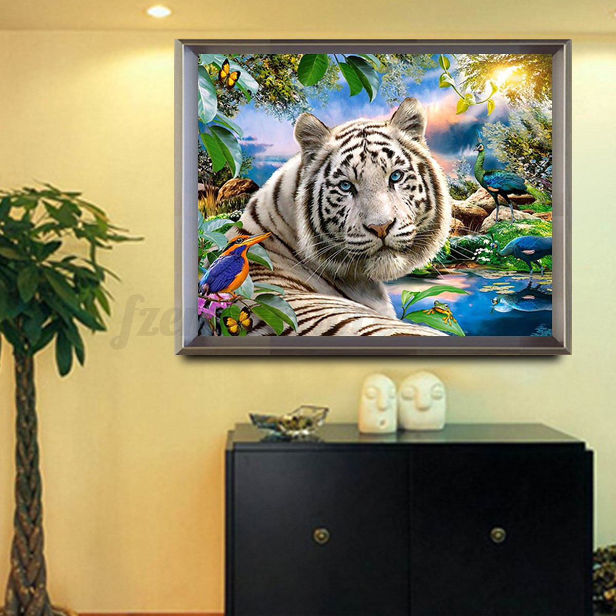 diy 5d painting white tiger diamonds cross diy 5d painting white tiger diamonds cross