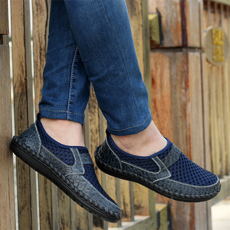 Men/'s Driving Shoes Slip on Loafers Leather Summer Breathable Mesh Casual