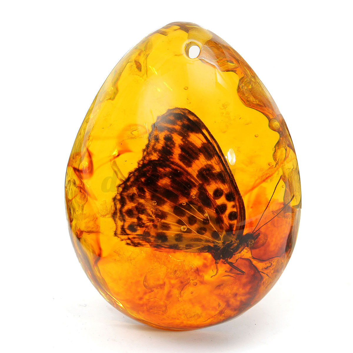 Beautiful Genuine Resin Amber Butterfly Insect Stone