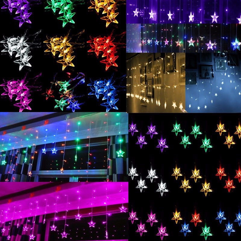 RGB LED Lichtervorhang Lichterkette Weihnachten Fenster Beleuchtung ... RGB LED Lichtervorhang Lichterkette Weihnachten Fenster Beleuchtung ...