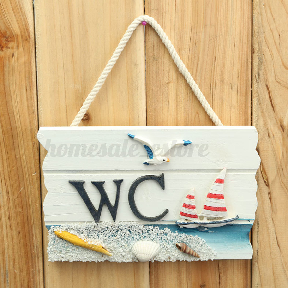 Nautical Wc Toilet Hanging Sign Beach Wooden Door Bathroom Chic Nautical Wc Toilet Hanging Sign Beach Wooden Door