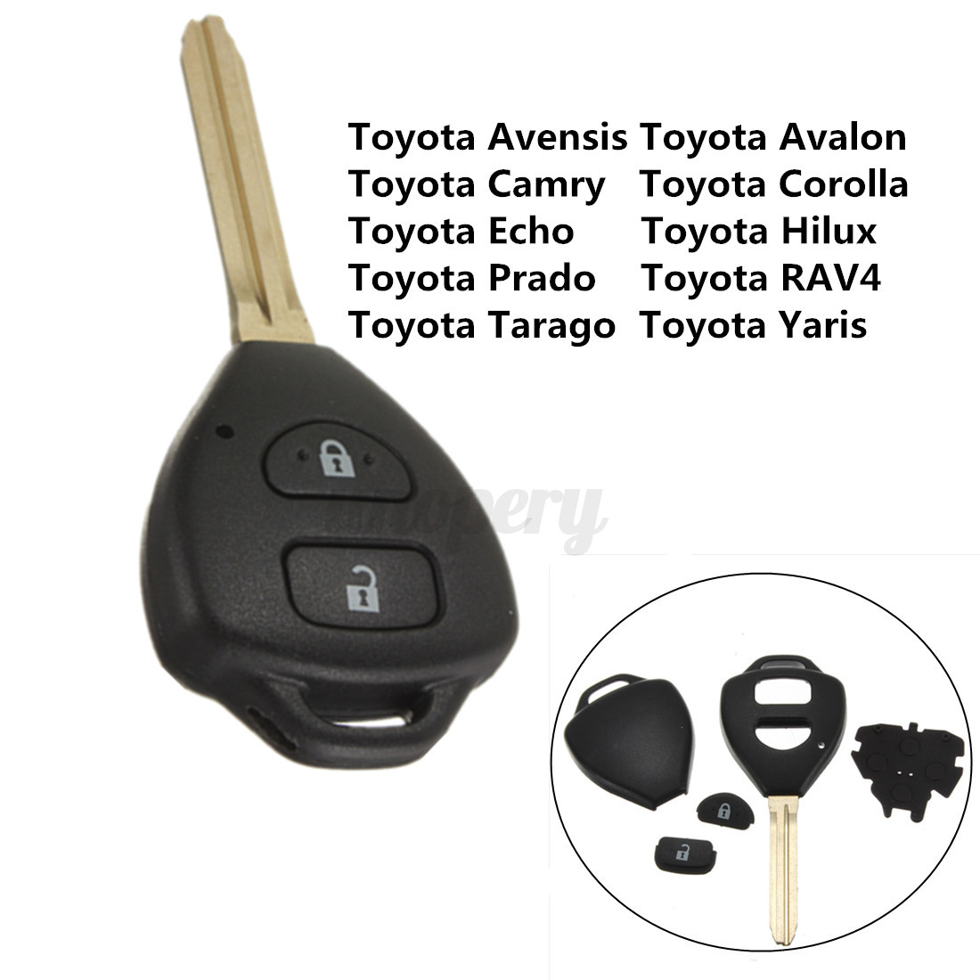 Replacement Key Case For 2 Buttons Toyota Camry Corolla RAV4 Yaris Without Blade